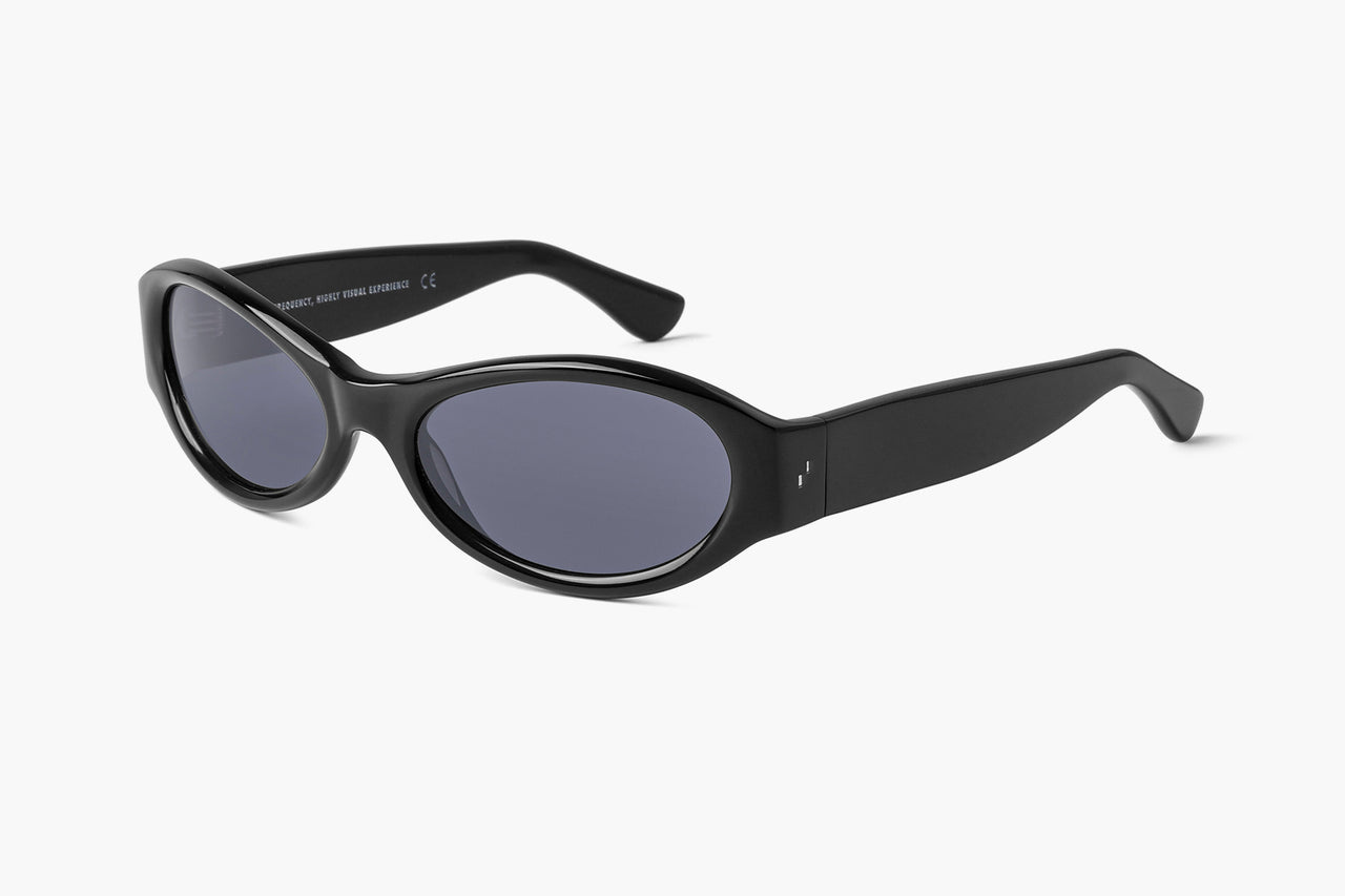 sunglasses inspired by the late '90s and early '00s rave and techno culture in europe. featuring comfortable wrap-around frames and polarized nylon lenses with full uva/uvb protection.